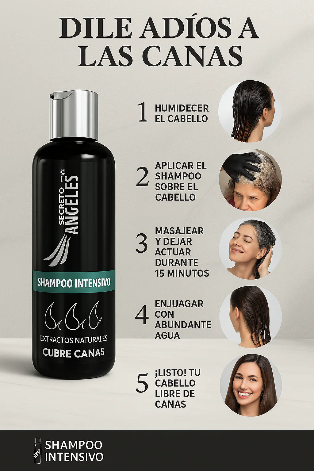 Shampoo cubre canas Secreto de angeles + revitalizante