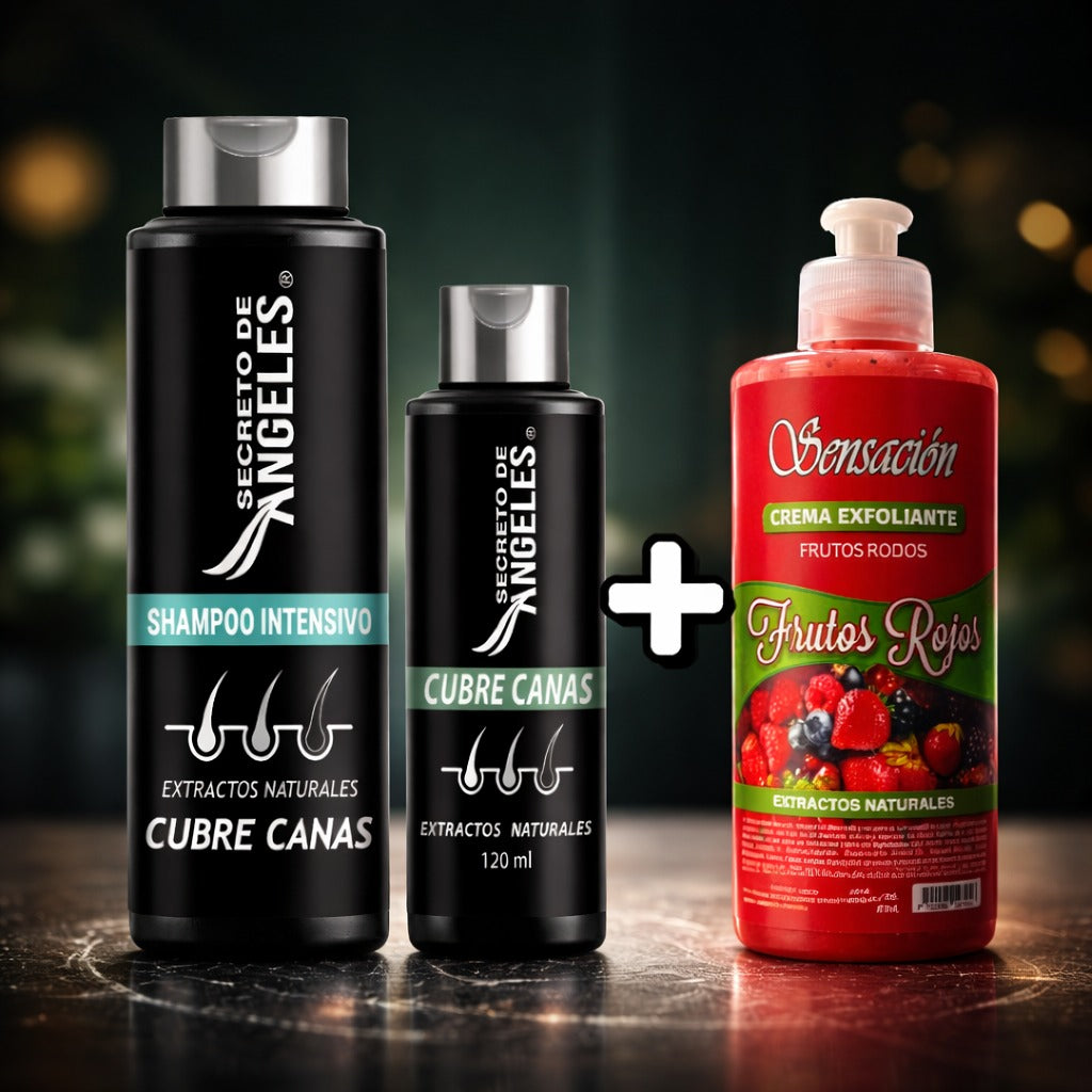 Shampoo cubre canas Secreto de angeles + exfoliante